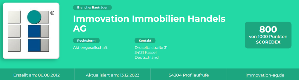 Immovation Immobilien Handels AG - Scoredex