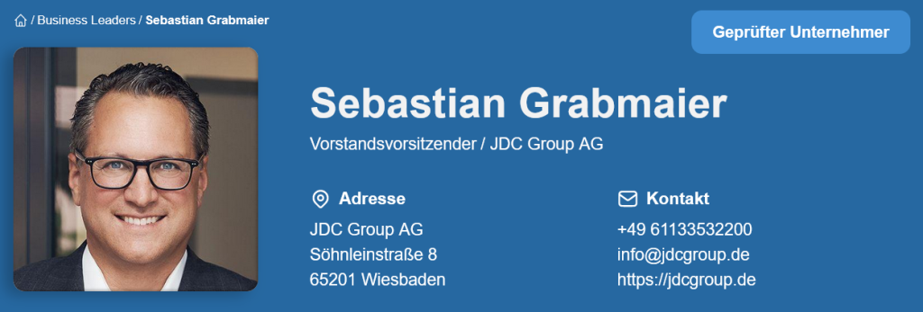 Dr. Sebastian Grabmaier - Vorstandsvorsitzender JDC Group AG