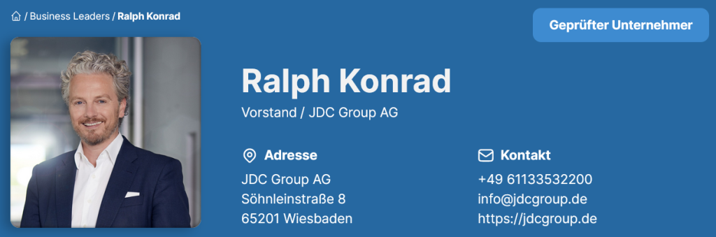 Ralph Konrad - Vorstand JDC Group AG