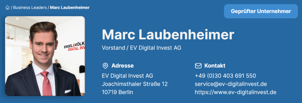 Marc Laubenheimer - Vorstand EV Digital Invest AG