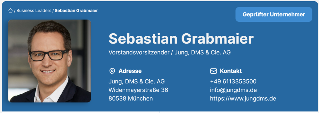 Sebastian Grabmaier - Vorstandsvorsitzender / Jung, DMS & Cie. AG
