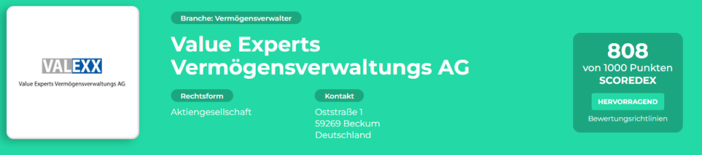 VALEXX - Value Experts Vermögensverwaltungs AG (Scoredex Bewertung)