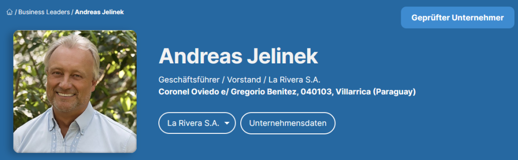 Andreas Jelinek - Vorstand La Rivera S.A. (Business-Leaders)