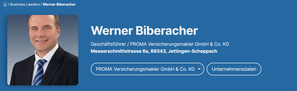 Werner Bieberacher - PROMA Versicherungsmakler (Business-Leaders)